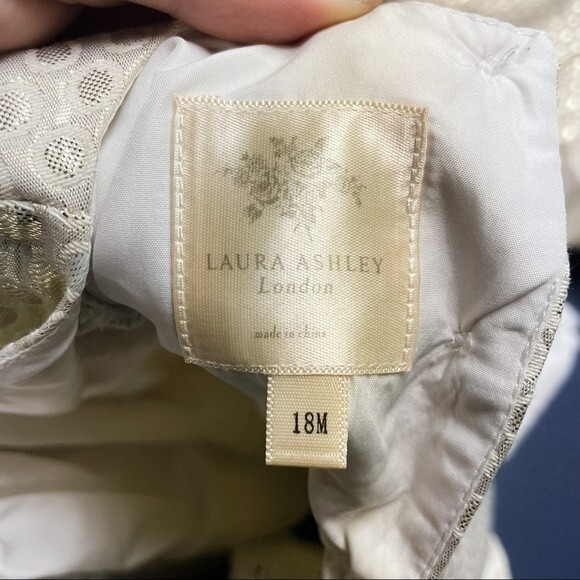 Laura Ashley London Gold Ruffle Formal Holiday Dress Baby Girl Size 18M - Picture 8 of 9